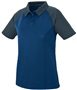 Womens 3-Button, 2-Color, Sport Polo Shirt NAVY/SLATE Pocket