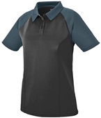 Womens 3-Button, 2-Color, Sport Polo Shirt BLACK/SLATE Pocket