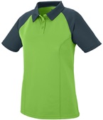 Womens 3-Button, 2-Color, Sport Polo Shirt LIME/SLATE Pocket