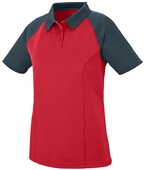 Womens 3-Button, 2-Color, Sport Polo Shirt RED/SLATE Pocket