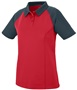 Womens 3-Button, 2-Color, Sport Polo Shirt RED/SLATE Pocket