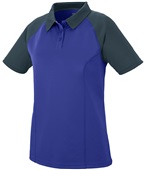 Womens 3-Button, 2-Color, Sport Polo Shirt PURPLE/SLATE Pocket
