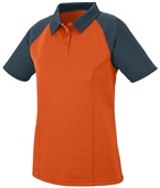 Womens 3-Button, 2-Color, Sport Polo Shirt ORANGE/SLATE Pocket