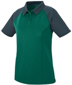 Womens 3-Button, 2-Color, Sport Polo Shirt DARK GREEN/SLATE Pocket