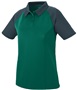 Womens 3-Button, 2-Color, Sport Polo Shirt DARK GREEN/SLATE Pocket