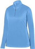 Womens, Removable Label, 1/4 Zip Wicking Long Sleeve Fleece Pullover  COLUMBIA BLUE Pocket