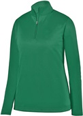 Womens, Removable Label, 1/4 Zip Wicking Long Sleeve Fleece Pullover  DARK GREEN Pocket