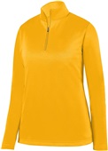 Womens, Removable Label, 1/4 Zip Wicking Long Sleeve Fleece Pullover  GOLD Pocket