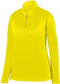 Womens, Removable Label, 1/4 Zip Wicking Long Sleeve Fleece Pullover  POWER YELLOW Pocket