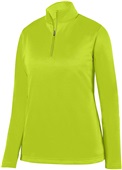 Womens, Removable Label, 1/4 Zip Wicking Long Sleeve Fleece Pullover  LIME Pocket