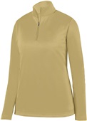 Womens, Removable Label, 1/4 Zip Wicking Long Sleeve Fleece Pullover  VEGAS GOLD Pocket
