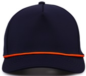 The Game 5 Panel Neoprene W/Snapback Cap GB505R NAVY/ORANGE Front