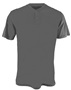 Alleson Adult 2-Button Henley Baseball Jerseys 522MM CHARCOAL Pocket
