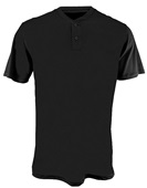 Alleson Adult 2-Button Henley Baseball Jerseys 522MM BLACK Pocket