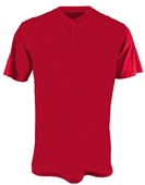 Alleson Adult 2-Button Henley Baseball Jerseys 522MM SCARLET Pocket