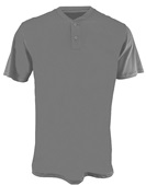Alleson Adult 2-Button Henley Baseball Jerseys 522MM SILVER Pocket