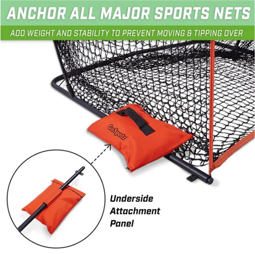 GoSports Sports Net Sandbags Set of 4 Weighted Anchors for Baseball Nets, Soccer Goals And More RED Left