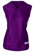 Womens Dazzle V-Neck Sleeveless Basketball Jersey PURPLE/WHITE Front