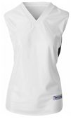 Womens Dazzle V-Neck Sleeveless Basketball Jersey WHITE/BLACK Front