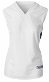 Womens Dazzle V-Neck Sleeveless Basketball Jersey WHITE/NAVY Front