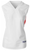 Womens Dazzle V-Neck Sleeveless Basketball Jersey WHITE/SCARLET Front