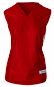 Womens Dazzle V-Neck Sleeveless Basketball Jersey SCARLET/WHITE Front
