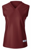 Womens Dazzle V-Neck Sleeveless Basketball Jersey CARDINAL/WHITE Front