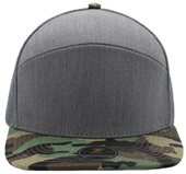 Zapped Cobra 6-Panel Medium Profile Flat Bill Snapback Baseball Caps HEATHER GREY/CAMO BILL Front