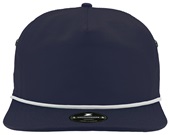 Zapped Commodore Classic Canvas Fabric Curved-Bill Snapback Cap NAVY/WHITE ROPE Front