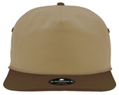 Zapped Commodore Classic Canvas Fabric Curved-Bill Snapback Cap KHAKI/BROWN BILL/KHAKI ROPE Front