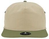 Zapped Commodore Classic Canvas Fabric Curved-Bill Snapback Cap TAN/LODEN BILL/TAN ROPE Front