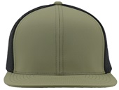Zapped Flat Bill General 6-Panel High Profile Snapback Hat LODEN/BLACK Front