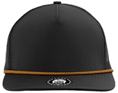 Zapped Marine R+ 5-Panel Medium Profile Rope Brim Snapback Hat BLACK-ORANGE CHAINLINK ROPE Front
