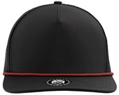 Zapped Marine R+ 5-Panel Medium Profile Rope Brim Snapback Hat BLACK-RED CHAINLINK ROPE Front