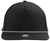 Zapped Marine R+ 5-Panel Medium Profile Rope Brim Snapback Hat BLACK-WHITE CHAINLINK ROPE Front