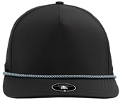 Zapped BlackHawk R+ 5-Panel Medium Profile Rope Brim Snapback Hat BLACK/LIGHT BLUE CHAINLINK ROPE Front