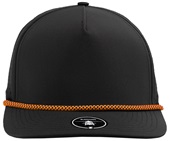 Zapped BlackHawk R+ 5-Panel Medium Profile Rope Brim Snapback Hat BLACK/ORANGE CHAINLINK ROPE Front