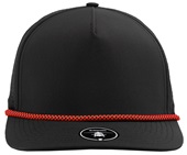 Zapped BlackHawk R+ 5-Panel Medium Profile Rope Brim Snapback Hat BLACK/RED CHAINLINK ROPE Front