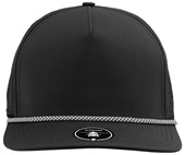 Zapped BlackHawk R+ 5-Panel Medium Profile Rope Brim Snapback Hat BLACK/WHITE CHAINLINK ROPE Front
