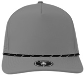 Zapped BlackHawk R+ 5-Panel Medium Profile Rope Brim Snapback Hat GREY/BLACK TWISTED ROPE Front