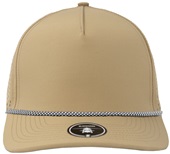 Zapped BlackHawk R+ 5-Panel Medium Profile Rope Brim Snapback Hat KHAKI/WHITE CHAINLINK ROPE Front