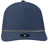 Zapped BlackHawk R+ 5-Panel Medium Profile Rope Brim Snapback Hat LIGHT NAVY/BLACK/WHITE CHAINLINK ROPE Front