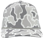 Zapped BlackHawk R+ 5-Panel Medium Profile Rope Brim Snapback Hat OLD SCHOOL SNOW CAMO/GREY CHAINLINK ROPE Front