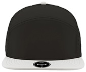 Zapped Osprey 7-Panel Flat-bill Medium Profile Snapback Baseball Caps BLACK- OFF WHITE BILL Front