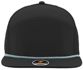 Zapped Osprey R+ 7-Panel Flat Bill Medium Profile Snapback Rope Baseball Caps BLACK-LIGHT BLUE CHAINLINK ROPE Front