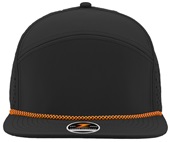 Zapped Osprey R+ 7-Panel Flat Bill Medium Profile Snapback Rope Baseball Caps BLACK-ORANGE CHAINLINK ROPE Front