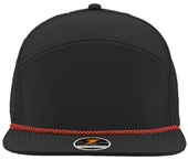 Zapped Osprey R+ 7-Panel Flat Bill Medium Profile Snapback Rope Baseball Caps BLACK-RED CHAINLINK ROPE Front