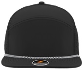 Zapped Osprey R+ 7-Panel Flat Bill Medium Profile Snapback Rope Baseball Caps BLACK-WHITE CHAINLINK ROPE Front