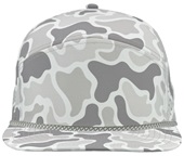 Zapped Osprey R+ 7-Panel Flat Bill Medium Profile Snapback Rope Baseball Caps OLD SCHOOL SNOW CAMO - GREY CHAINLINK ROPE Front
