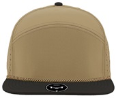 Zapped Osprey R+ 7-Panel Flat Bill Medium Profile Snapback Rope Baseball Caps KHAKI- BLACK BILL - KHAKI CHAINLINK ROPE Front